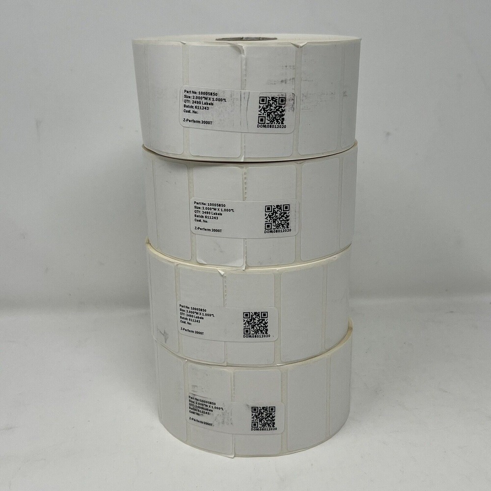 Zebra 4" x 6" Z-Perform‎ 2000T Thermal Labels 2490 Per Roll 10005850 - 4 Rolls
